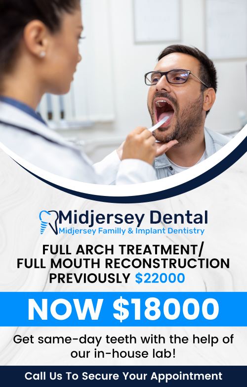 At Midjersey Family & Implant Dentistry, Dr. Raissi and Dr. Karim Elmorshedy specialize in full mouth reconstruction, offering a comprehensive approach to restoring both the function and aesthetics of your smile. Whether you need dental implants, crowns, bridges, or other restorative treatments, our team tailors each plan to meet your specific needs. Full mouth reconstruction is an ideal solution for patients with multiple dental issues such as severe decay, missing teeth, or jaw problems. For more information, please contact us or book an appointment online. We are conveniently located at 107 Cedar Grove Ln Suite 102, Somerset, NJ 08873.